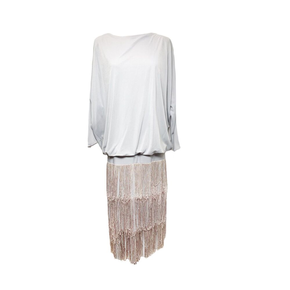 80s Night Works Flapper-Style Lavender Fringe Cocktail Dress